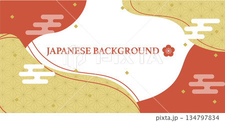 和風のバナー　背景　デザイン　イラスト 134797834