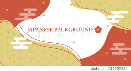 日式橫幅背景設計插圖 134797834