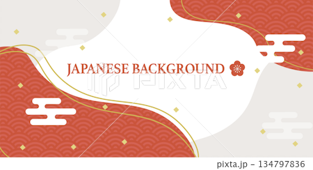 日式橫幅背景設計插圖 134797836