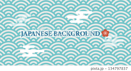 日式橫幅背景設計插圖 134797837