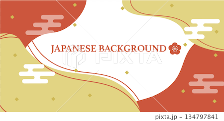 Japanese-style banner background design illustration 134797841
