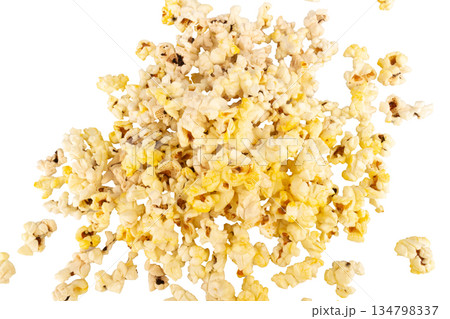 Popcorn pile bag isolated on white background 134798337