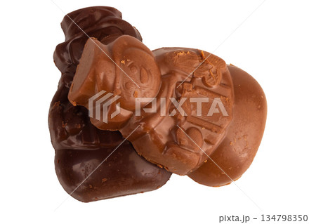 Chocolate Snowman isolated on white background 134798350