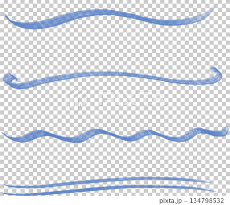 一組具有紋理的藍色水性筆觸 134798532