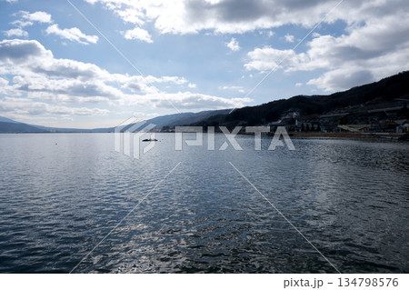 長野県岡谷市_釜口水門付近からの諏訪湖3_2025年2月 長野県岡谷市_釜口水門付近からの諏訪湖3_2025年2月 134798576