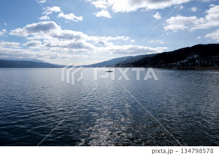 長野県岡谷市_釜口水門付近からの諏訪湖1_2025年2月 長野県岡谷市_釜口水門付近からの諏訪湖1_2025年2月 134798578