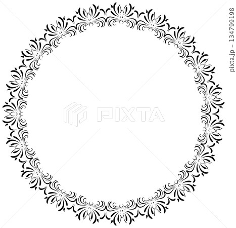 Round ornamental vector frame, romantic wedding border silhouette Round ornamental vector frame, romantic wedding border silhouette 134799198