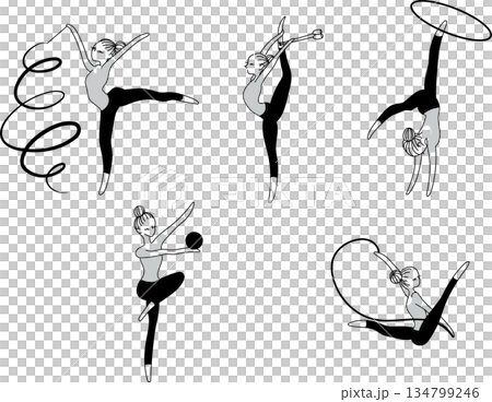 藝術體操剪影插圖 134799246