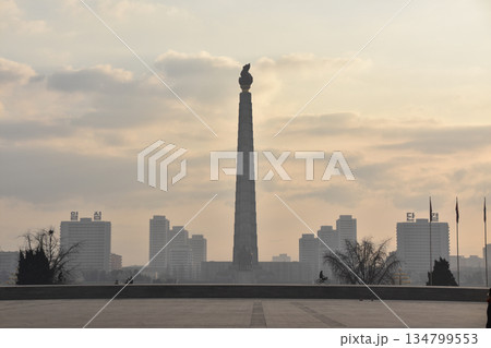 The Juche Tower in Pyongyang at Sunrise The Juche Tower in Pyongyang at Sunrise 134799553