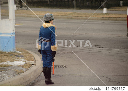 A traffic policewoman in Pyongyang 134799557