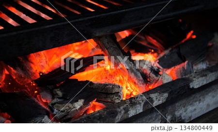 Steakhouse. Steaks are roasted on a Josper oven. Frying a steak on a josper. 134800449