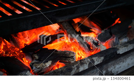 Steakhouse. Steaks are roasted on a Josper oven. Frying a steak on a josper. 134800461