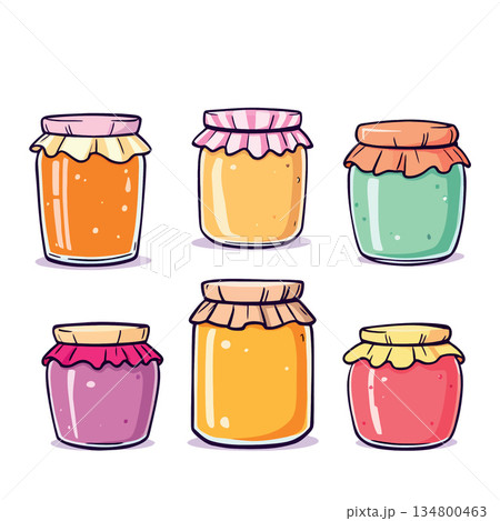 Vsai colorful jam jars with fruit preserves illustration 134800463