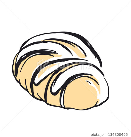 Vsai croissant pastry drawing art on white background 134800496