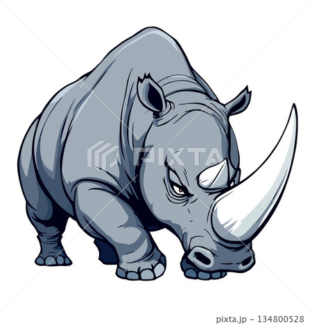 Vsai rhinoceros mascot illustration displaying strength and aggression Vsai rhinoceros mascot illustration displaying strength and aggression 134800528