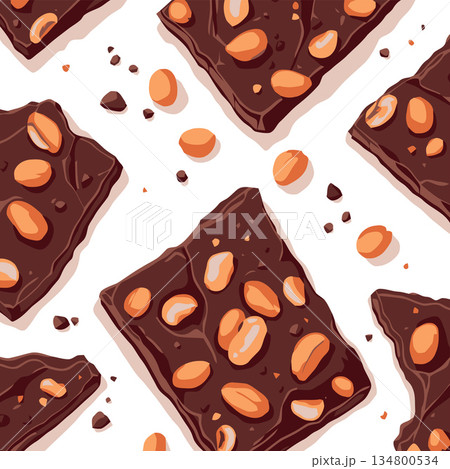 Vsai chocolate peanut bark pieces creating seamless pattern Vsai chocolate peanut bark pieces creating seamless pattern 134800534