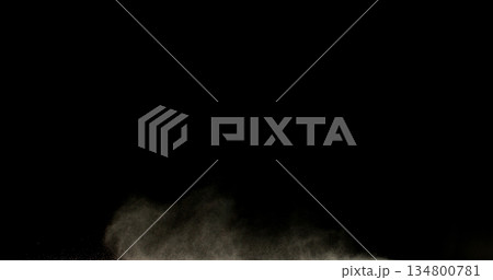 Realistic sandstorm particle effect with fine dust and sand grains flying through the air. Cinematic atmospheric motion ideal for VFX overlays, desert scenes, storm simulations, and dramatic visual 134800781