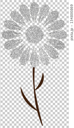 Illustration material: Hand-drawn flowers, silver Illustration material: Hand-drawn flowers, silver 134800869