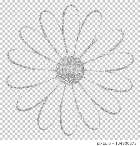 Illustration material: Hand-drawn flowers, silver 134800875