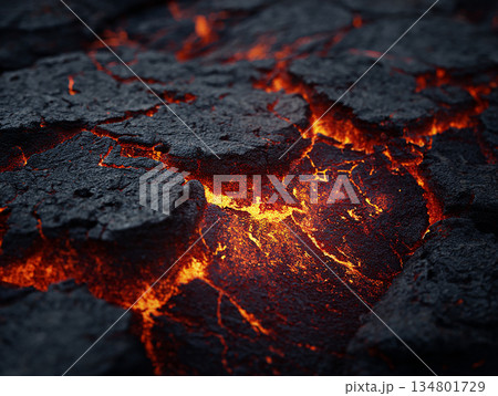 地球の鼓動を感じるネイチャーフォト。火山活動とマグマの質感 地球の鼓動を感じるネイチャーフォト。火山活動とマグマの質感 134801729
