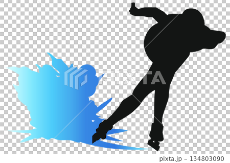 速滑運動員剪影插圖 | 冬季運動運動員在冰上滑行 速滑運動員剪影插圖 | 冬季運動運動員在冰上滑行 134803090