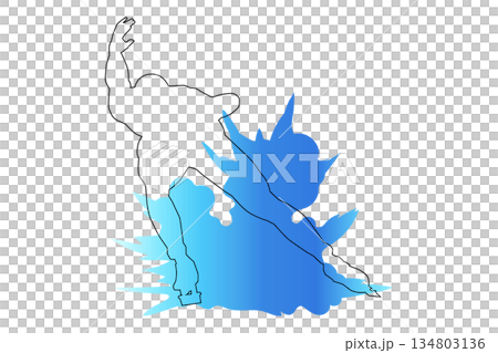 速滑線條畫剪影插圖 | 冬季運動運動員在冰上滑行 134803136