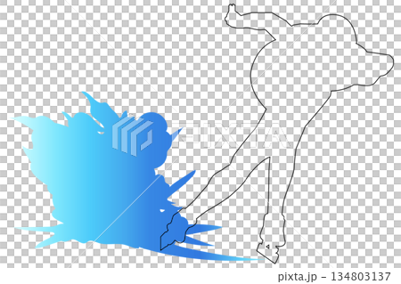 速滑線條畫剪影插圖 | 冬季運動運動員在冰上滑行 速滑線條畫剪影插圖 | 冬季運動運動員在冰上滑行 134803137