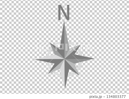 地圖上使用的簡單羅盤標記（北方符號）示意圖 134803377