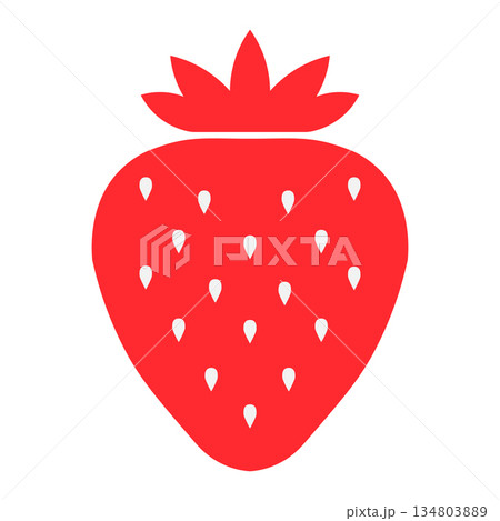 Vibrant red strawberry icon with white seeds isolated on a clean white Vibrant red strawberry icon with white seeds isolated on a clean white 134803889