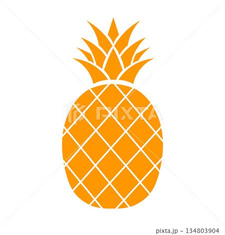 Vibrant orange stylized pineapple fruit with a geometric diamond pattern Vibrant orange stylized pineapple fruit with a geometric diamond pattern 134803904