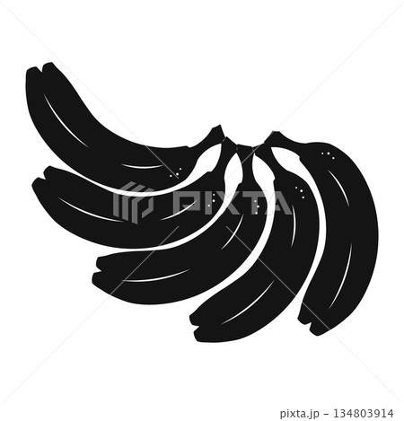 Silhouette Bananas A monochrome collection of ripe bananas. This graphic artwork captures the iconic form of ripe fruit, perfect for adding a touch of bold simplicity. 134803914