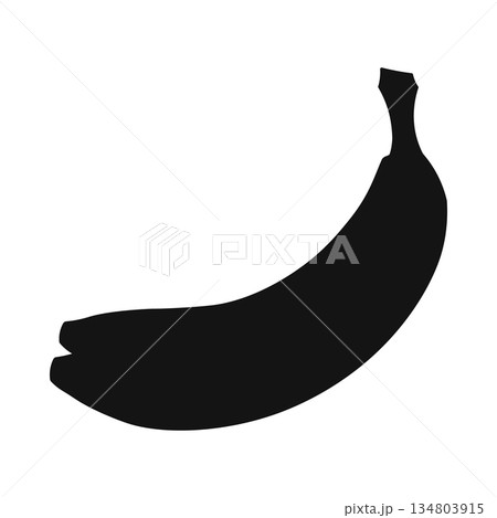 Banana Silhouette: a simple, elegant silhouette of a ripe banana, offering a minimalist representation of this beloved fruit. 134803915