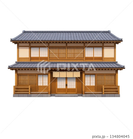 観光や宿泊施設の紹介に使える日本旅館のイラスト 134804045