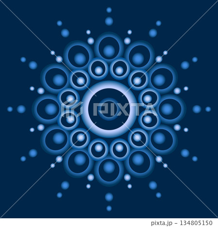 Blue gradient round design element on dark blue background. Ornamental round mandala ornament Blue gradient round design element on dark blue background. Ornamental round mandala ornament 134805150