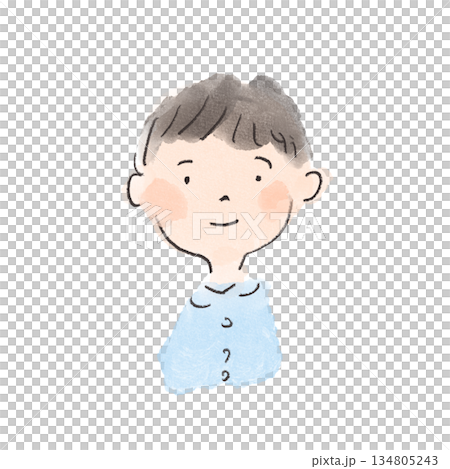 一位表情溫柔的男孩的插圖 134805243