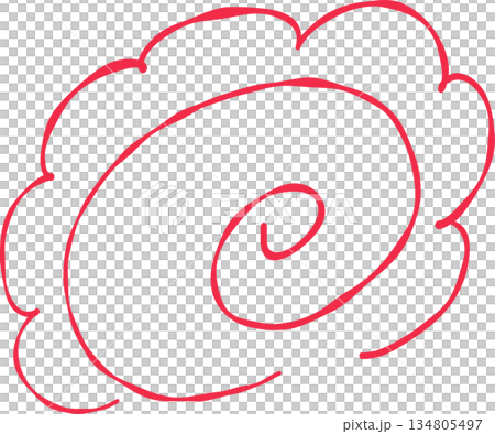 赤ペン風の花丸チェック手描きイラスト 134805497