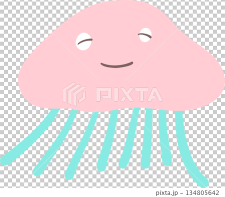 A simple illustration of a cute jellyfish A simple illustration of a cute jellyfish 134805642