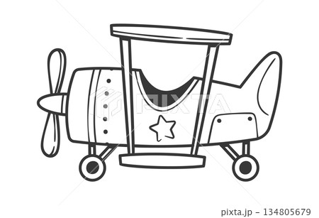 Military biplane black-and-white doodle aviation Military biplane black-and-white doodle aviation 134805679