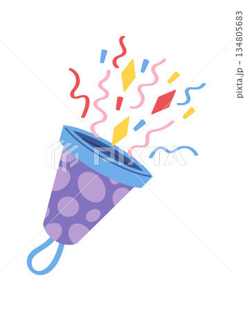 Purple party popper childish design 134805683