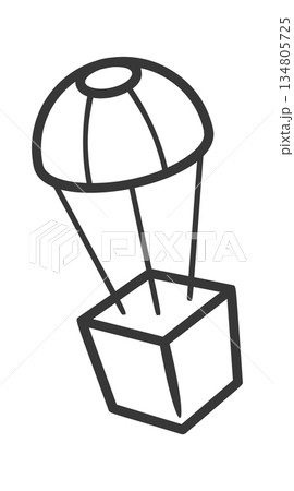 Parcel shipping with parachute doodle 134805725