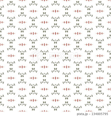 green and red abstract geometric seamless ethnic pattern background, repeatable motif for fabric and wallpaper design illustration 134805795