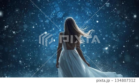 星空の下の女性 134807312