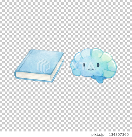 本と脳のキャラクターで表現した学習と知識のイメージイラスト 134807360
