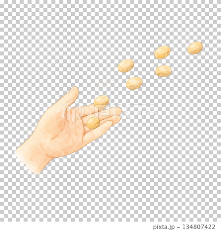 拋豆子的插圖－節分節慶活動圖片 134807422