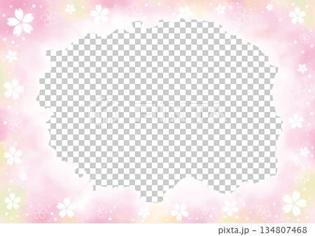 Fluffy watercolor texture background with scattered cherry blossoms 134807468