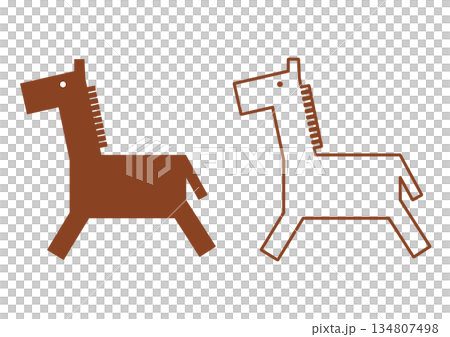 歷史、考古、古墳時代的馬形埴幡、可愛的馬形角色套裝 134807498