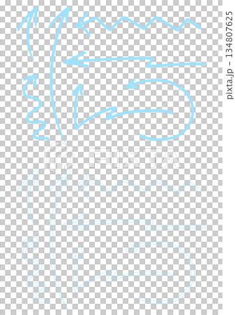 Business and video editing - Light blue rough hand-drawn arrows - Hand-drawn style blue arrow line set 134807625