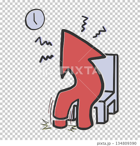 Arrow illustration showing a situation where you are on the verge of breaking down due to being kept waiting for too long | Pending/Long Waiting Time 134809390