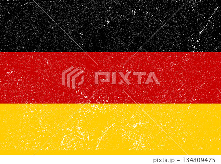 Distressed Grunge Texture German Flag Background. 134809475