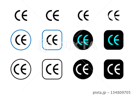CE mark icon in different flat style. CE marking symbol. CE mark icon in different flat style. CE marking symbol. 134809705